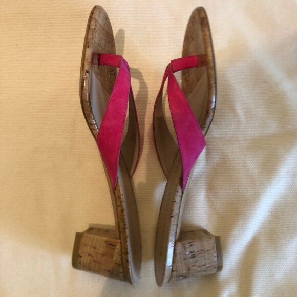 NEW (NWOT) Stuart Weitzman Brigida pink suede/cork heeled sandals sz 8 - Picture 10 of 16